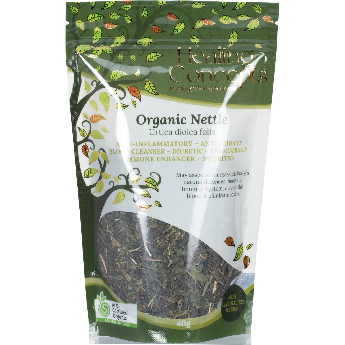 Healing Concepts Certified Organic Nettle Tea 40g, Eliminates Toxins
