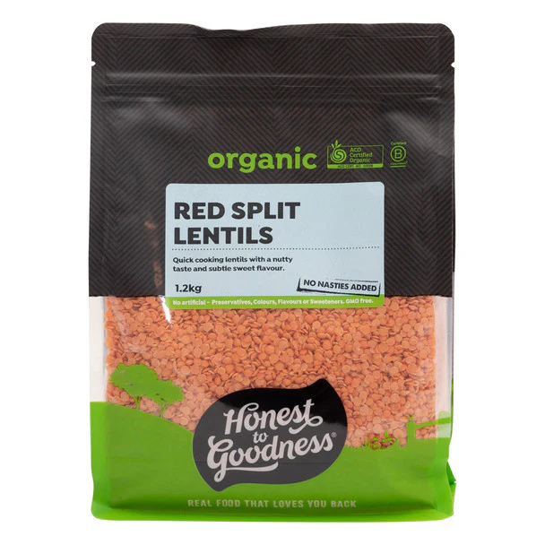 Honest To Goodness Certified Organic Red Split Lentils 500g Or 1.2Kg, Quick Cooking - Image 3