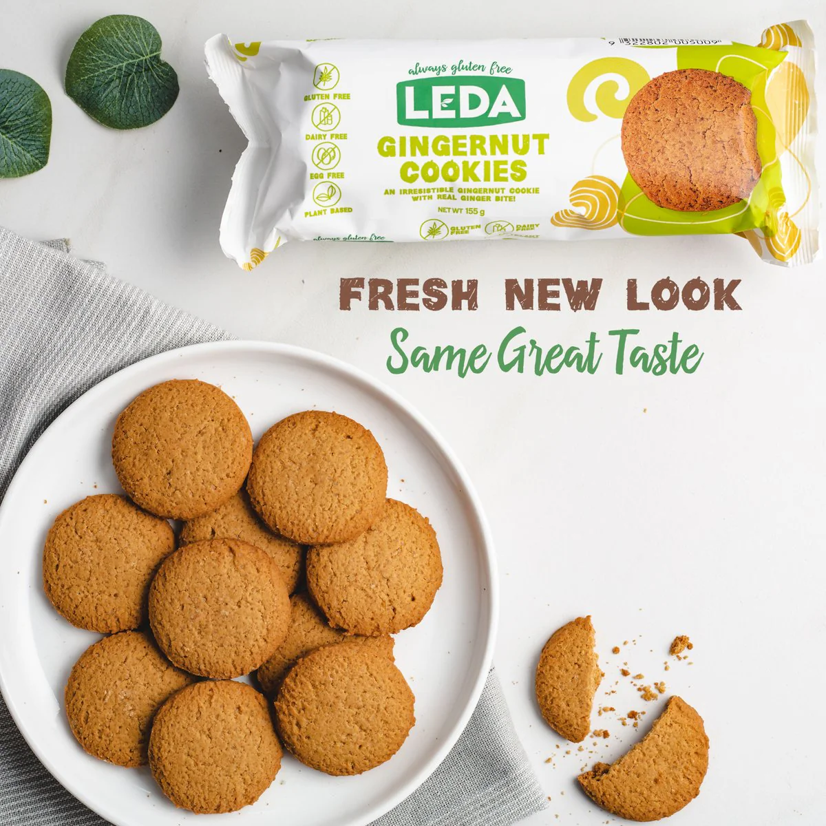 LEDA Gingernut Cookies 155g, A Perfect Gingery Snack - Image 2
