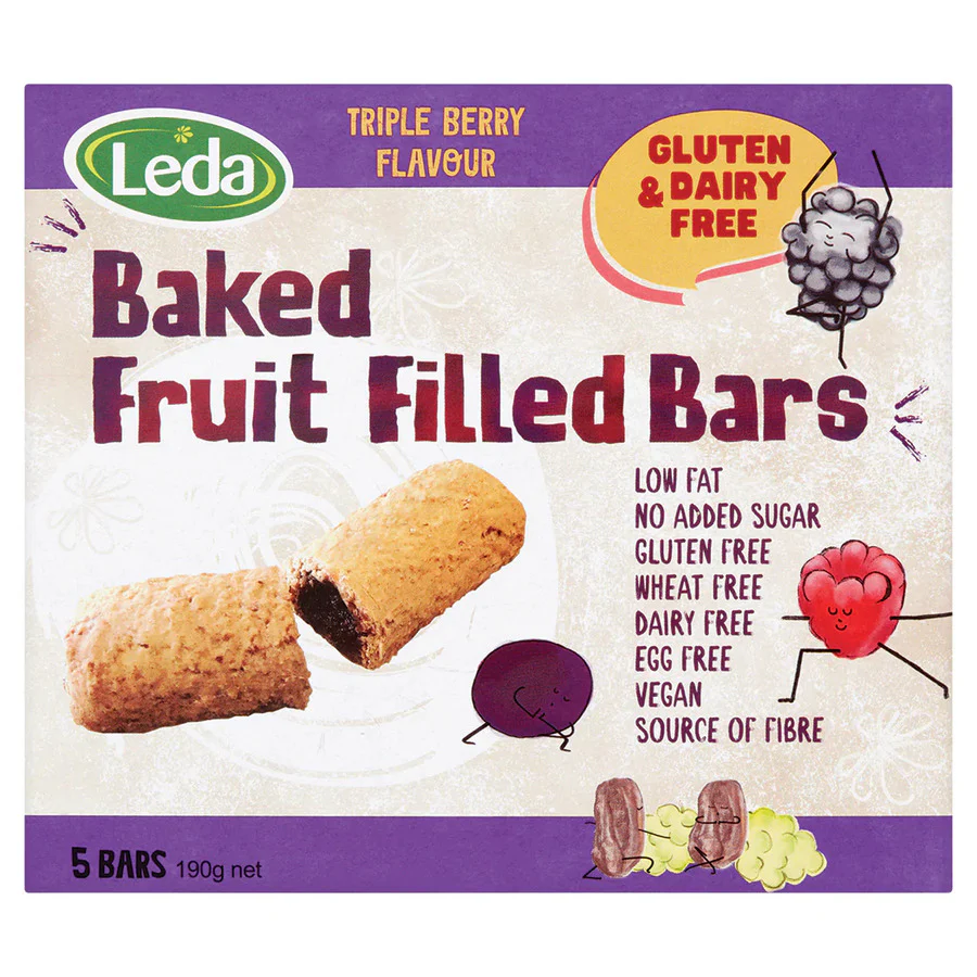 LEDA Baked Fruit Filled Bars 5x38g, Triple Berry Flavour - Image 2