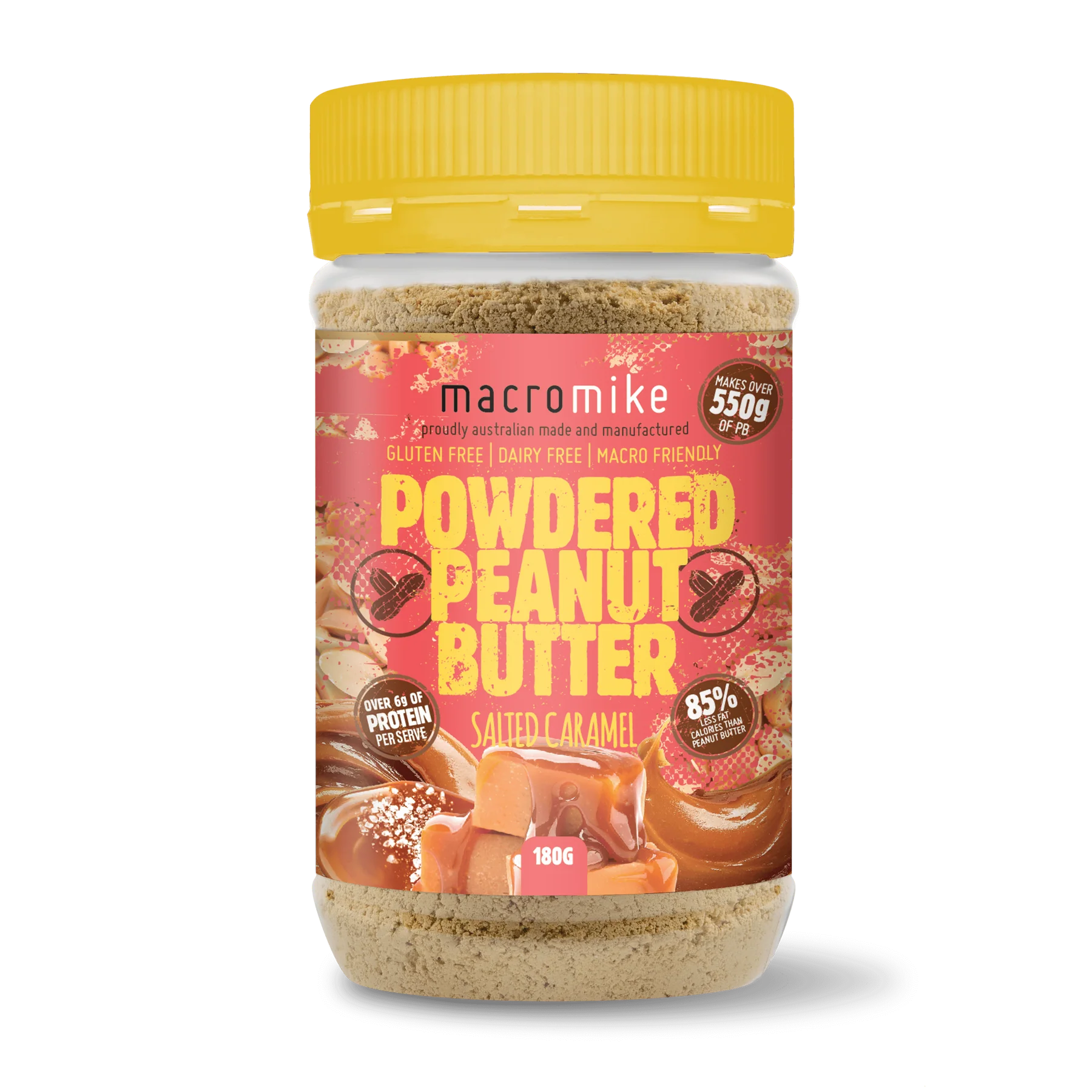 Macro Mike Powdered Peanut Butter 180g, Salted Caramel Flavour - Image 2