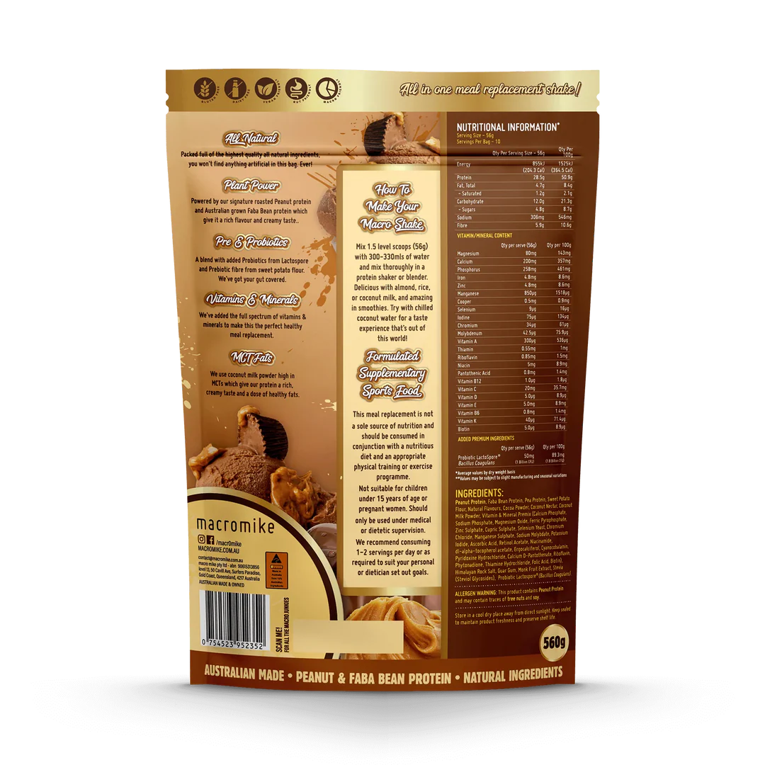 Macro Mike Macro Shake Meal Replacement 560g, Choc PB Swirl Flavour - Image 2