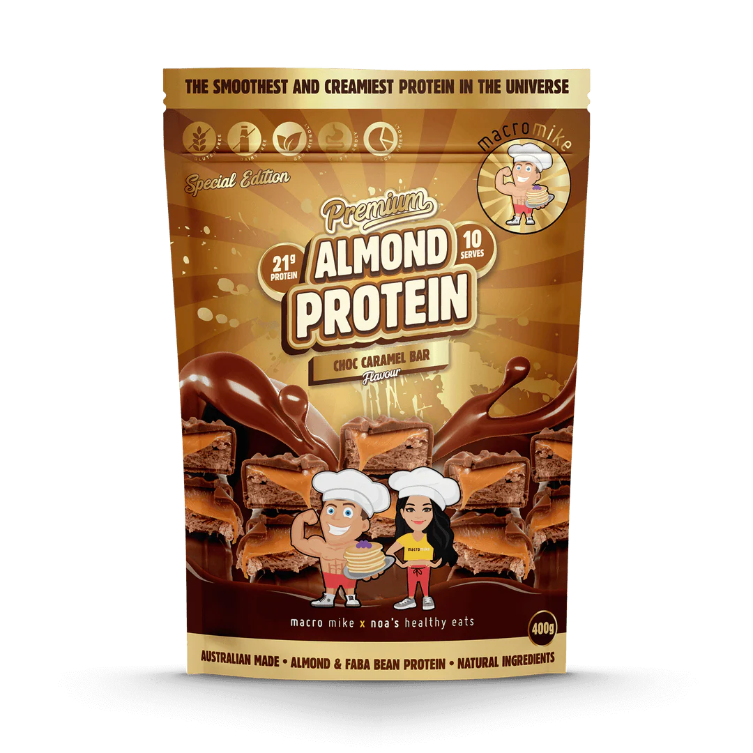 Macro Mike Premium Almond Protein 400g, Choc Caramel Bar Flavour