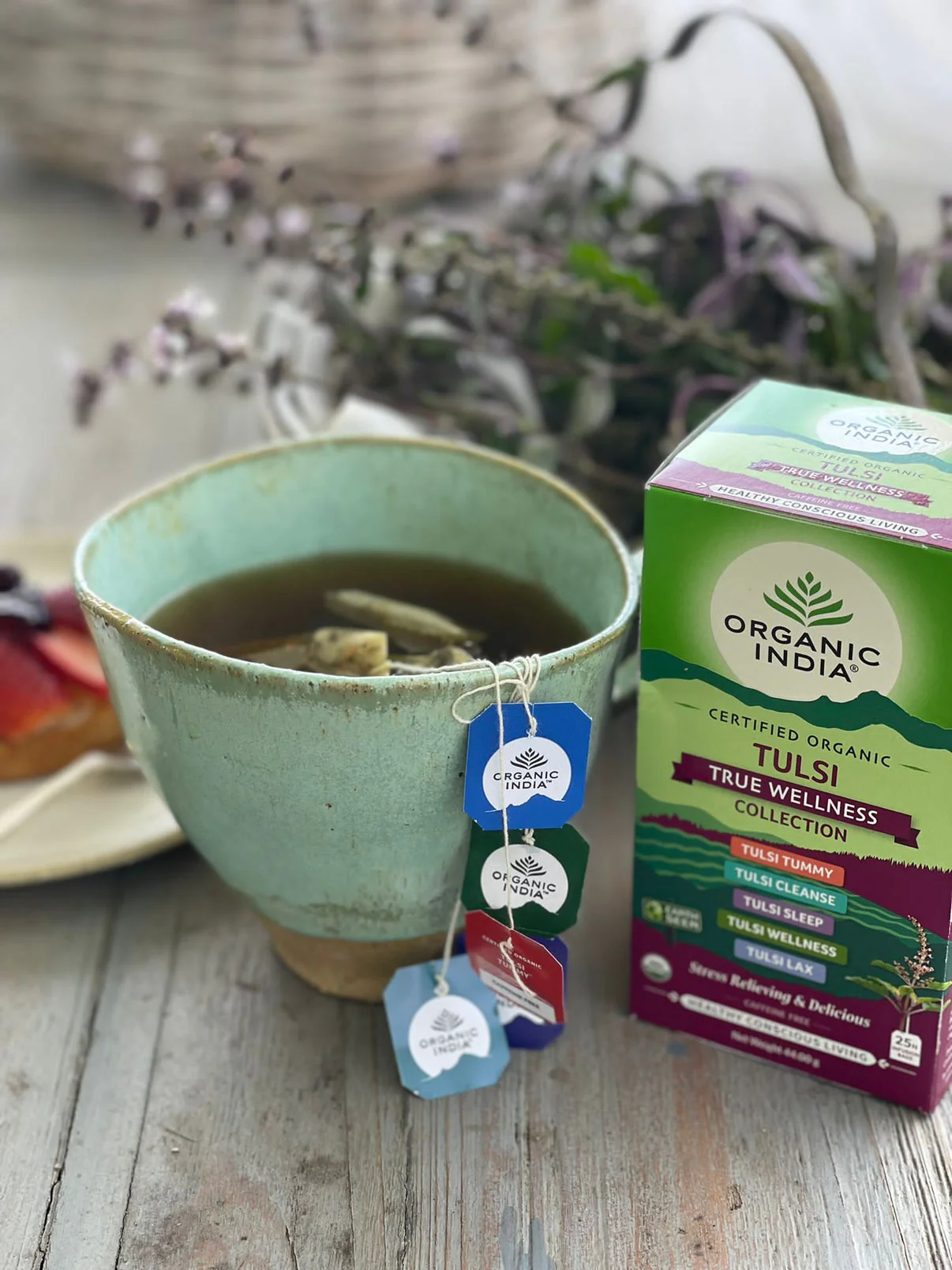 Organic India Wellness Tea Tulsi True Wellness Collection, 25 Herbal Tea Bags; Certified Organic