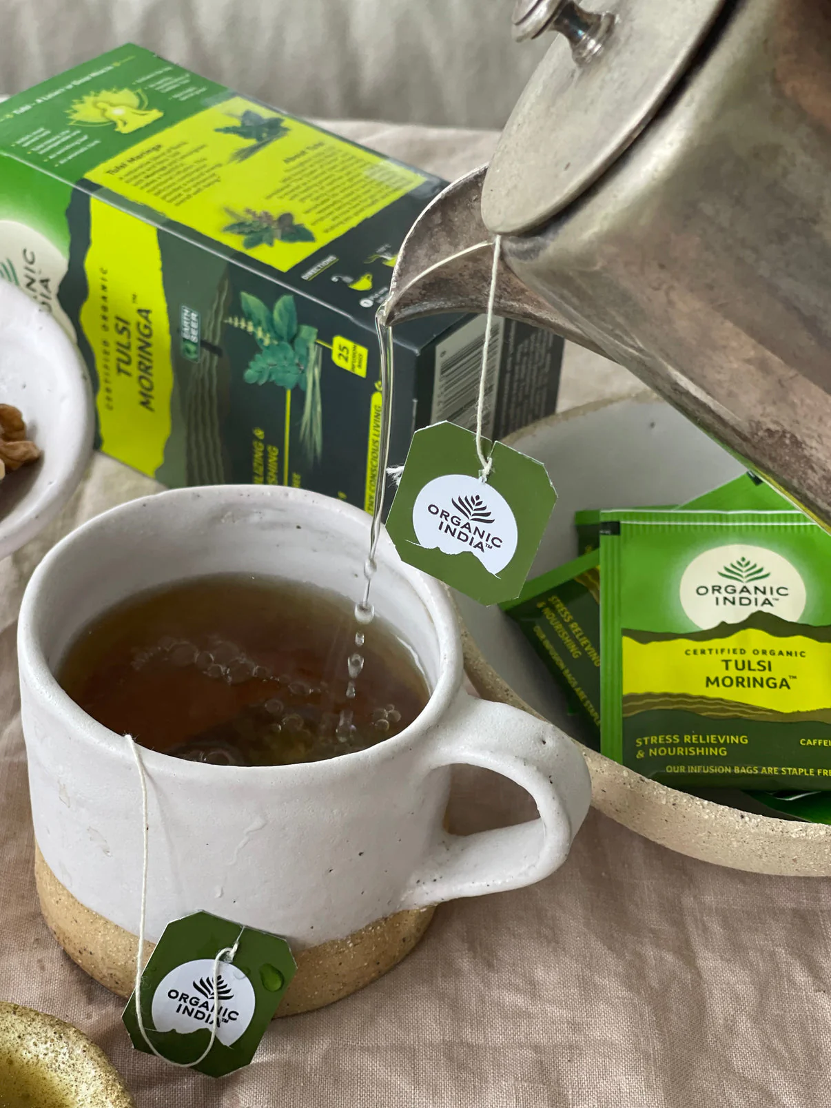 Organic India Certified Organic Tulsi Moringa 25 Herbal Tea Bags, Stabilizing & Nourishing
