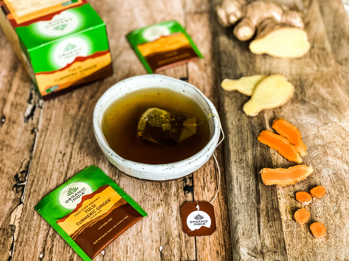 Organic India Wellness Tea Tulsi Turmeric Ginger, 25 Herbal Tea Bags; Certified Organic - Image 3