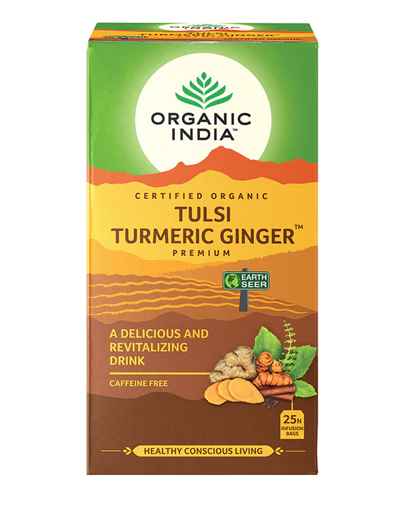 Organic India Wellness Tea Tulsi Turmeric Ginger, 25 Herbal Tea Bags; Certified Organic - Image 4