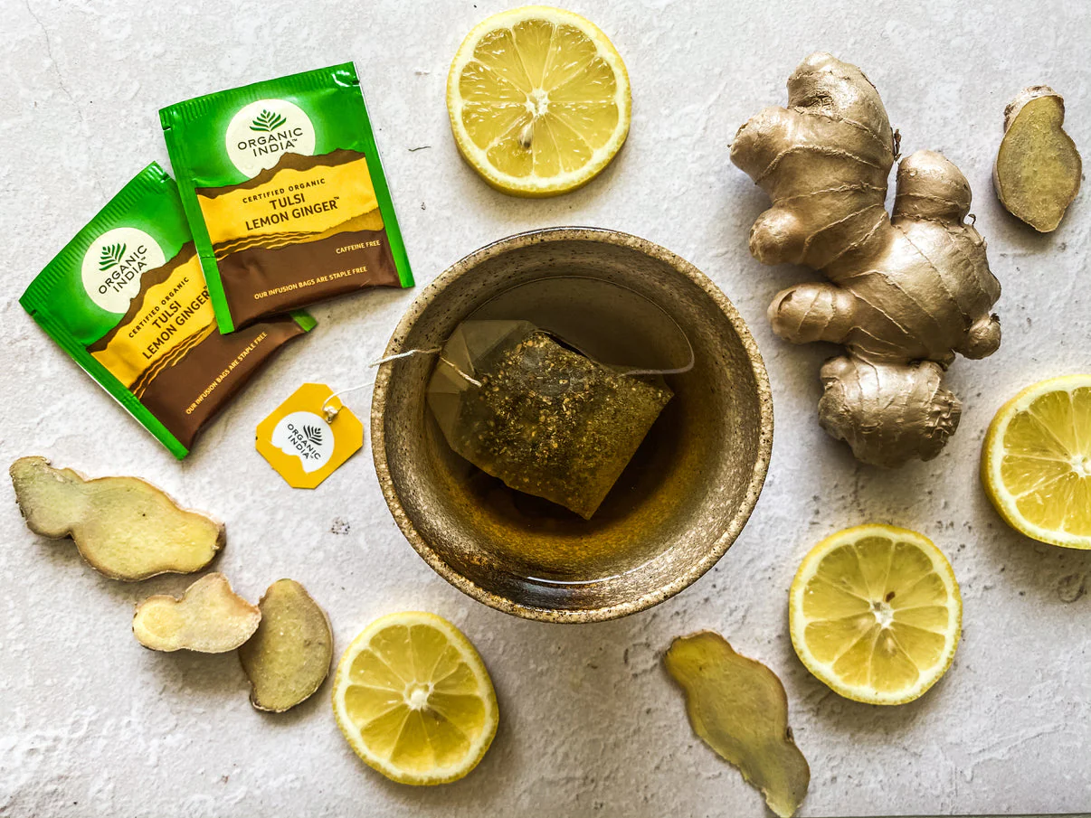Organic India Wellness Tea Tulsi Lemon Ginger, 25 Herbal Tea Bags; Certified Organic - Image 2