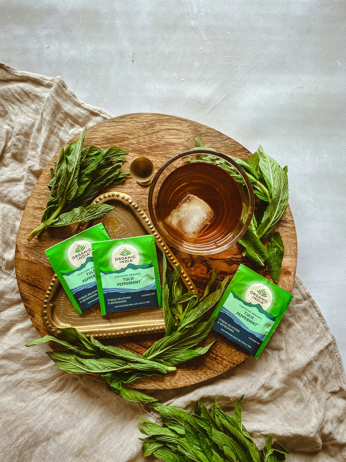 Organic India Wellness Tea Tulsi Peppermint, 25 Herbal Tea Bags; Certified Organic