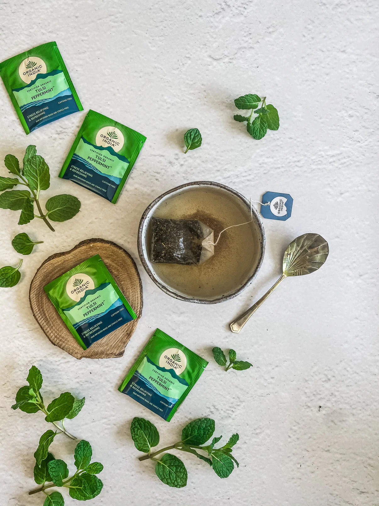 Organic India Wellness Tea Tulsi Peppermint, 25 Herbal Tea Bags; Certified Organic - Image 3