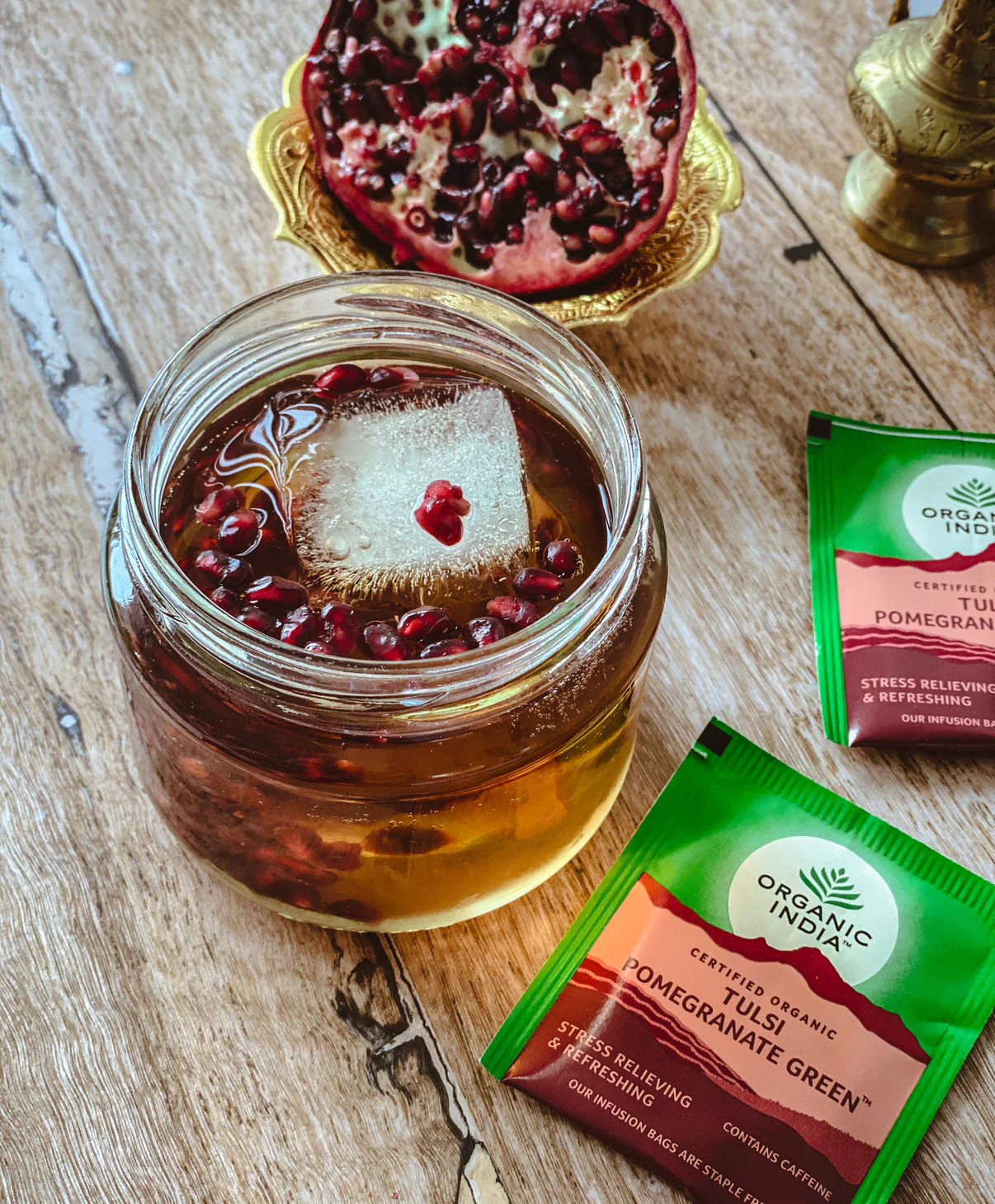 Organic India Wellness Tea Tulsi Pomegranate Green, 25 Herbal Tea Bags; Certified Organic - Image 2