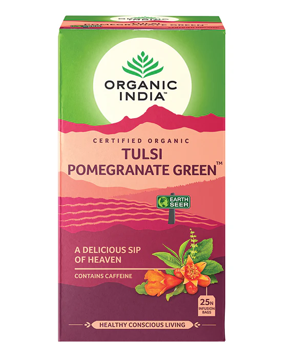 Organic India Wellness Tea Tulsi Pomegranate Green, 25 Herbal Tea Bags; Certified Organic - Image 3