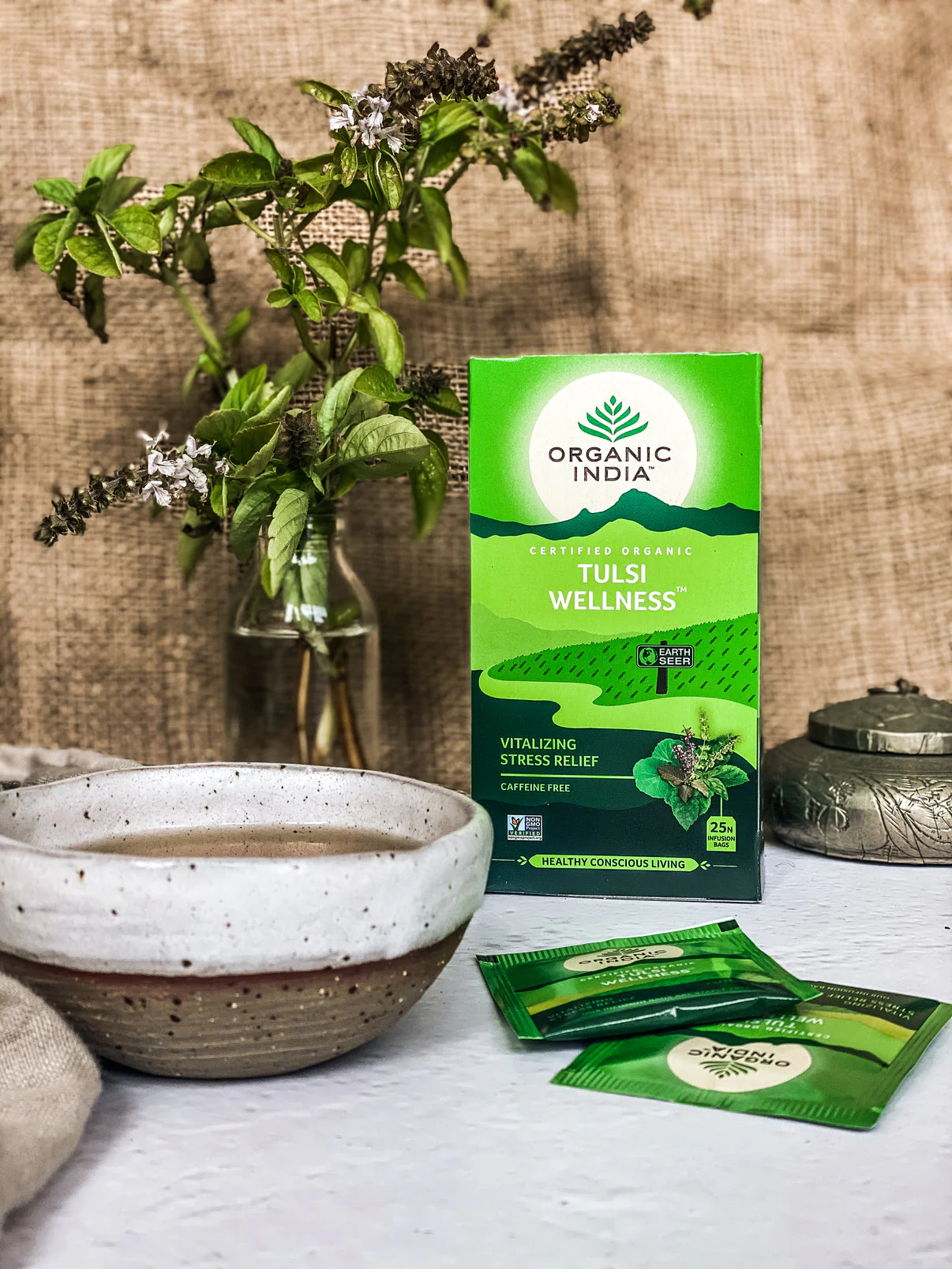 Organic India Wellness Tea Tulsi Wellness, 25 Herbal Tea Bags; Certified Organic