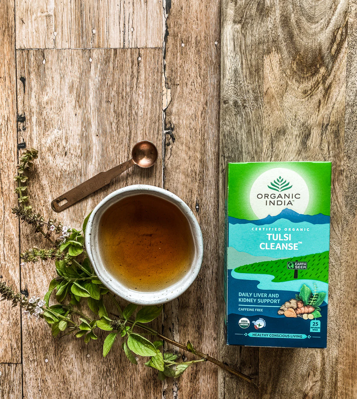Organic India Wellness Tea Tulsi Cleanse, 25 Herbal Tea Bags; Certified Organic