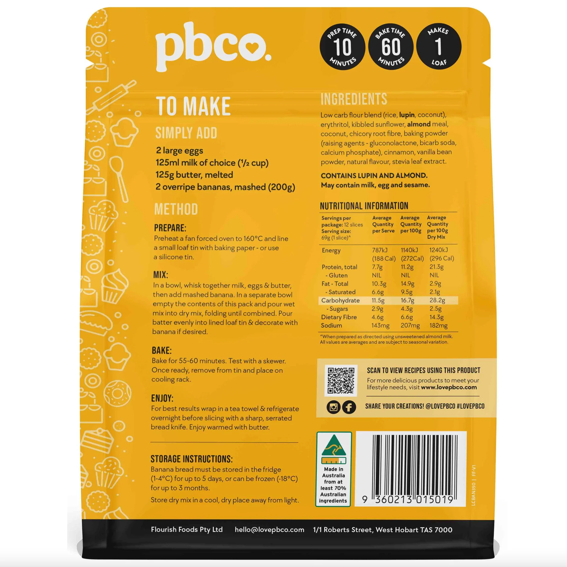 PBCo Low Carb Mix 350g, Banana Bread Mix - Image 3