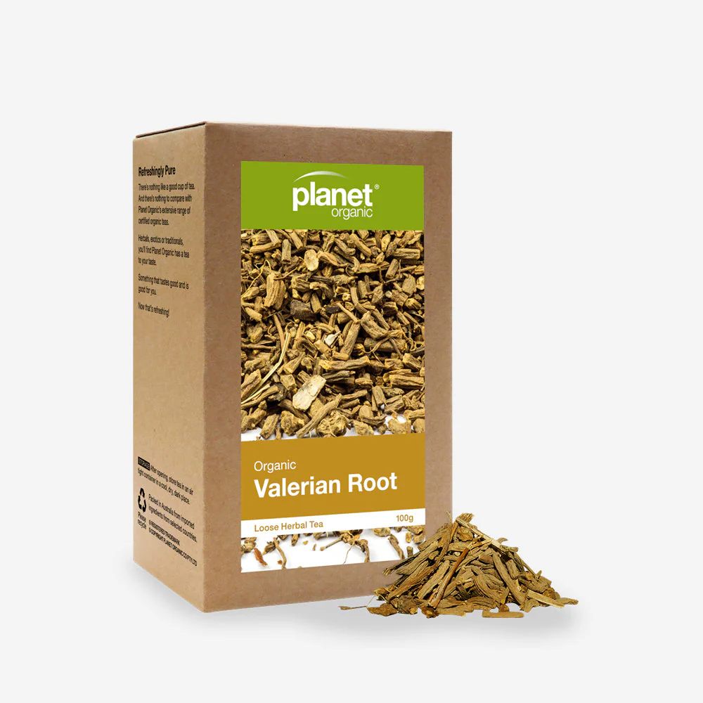 Planet Organic Certified Organic Tea Loose Leaf 100g, Valerian Root; Aid Anxiety & Insomnia