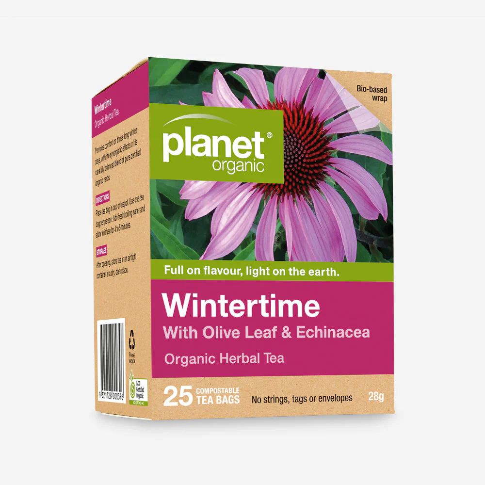 Planet Organic Certified Organic Herbal Tea 25 Tea Bags, Wintertime Blend; To Provide Comfort & Warmth