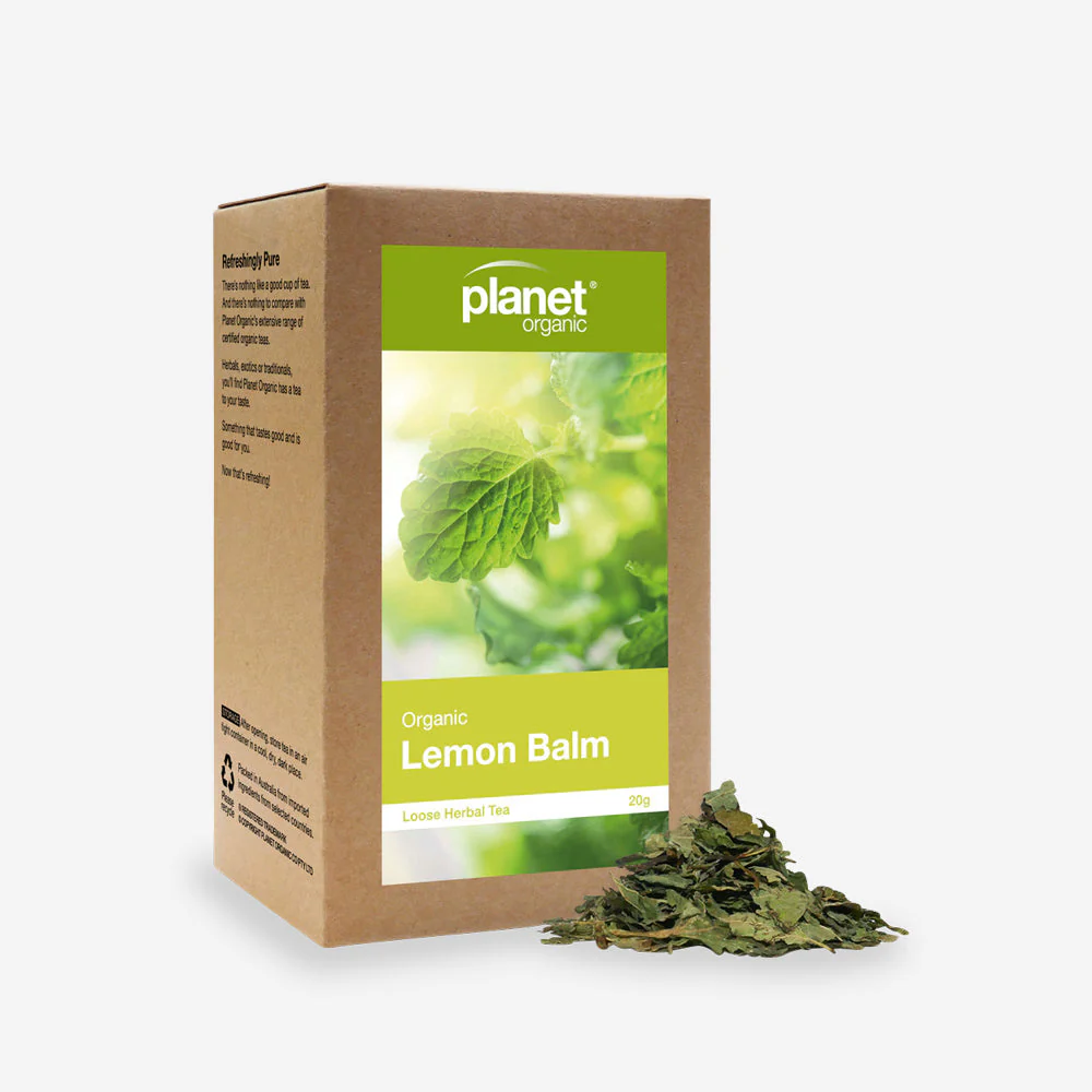 Planet Organic Certified Organic Herbal Tea Loose Leaf 20g, Lemon Balm; Aids Anxiety & Insomnia
