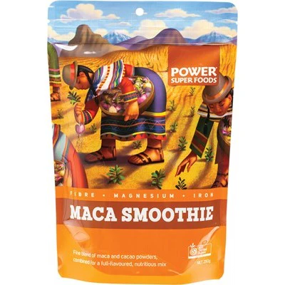 Power Super Foods Certified Organic Maca Smoothie Powder "The Origin Series" 250g, Maca & Cacao Blend