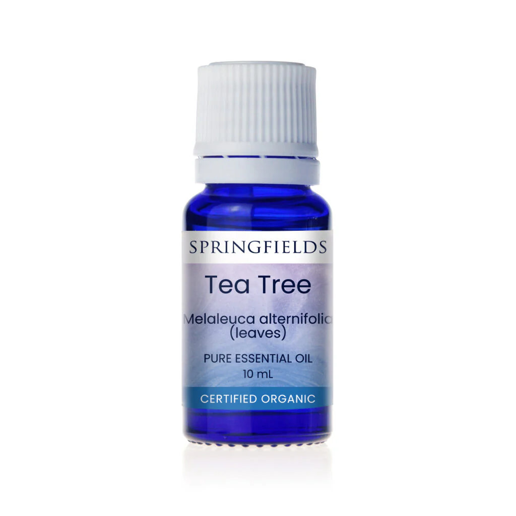 Springfields Aromatherapy Certified Organic Essential Oil; Tea Tree 10mL, To Reduce Acne & Blemishes