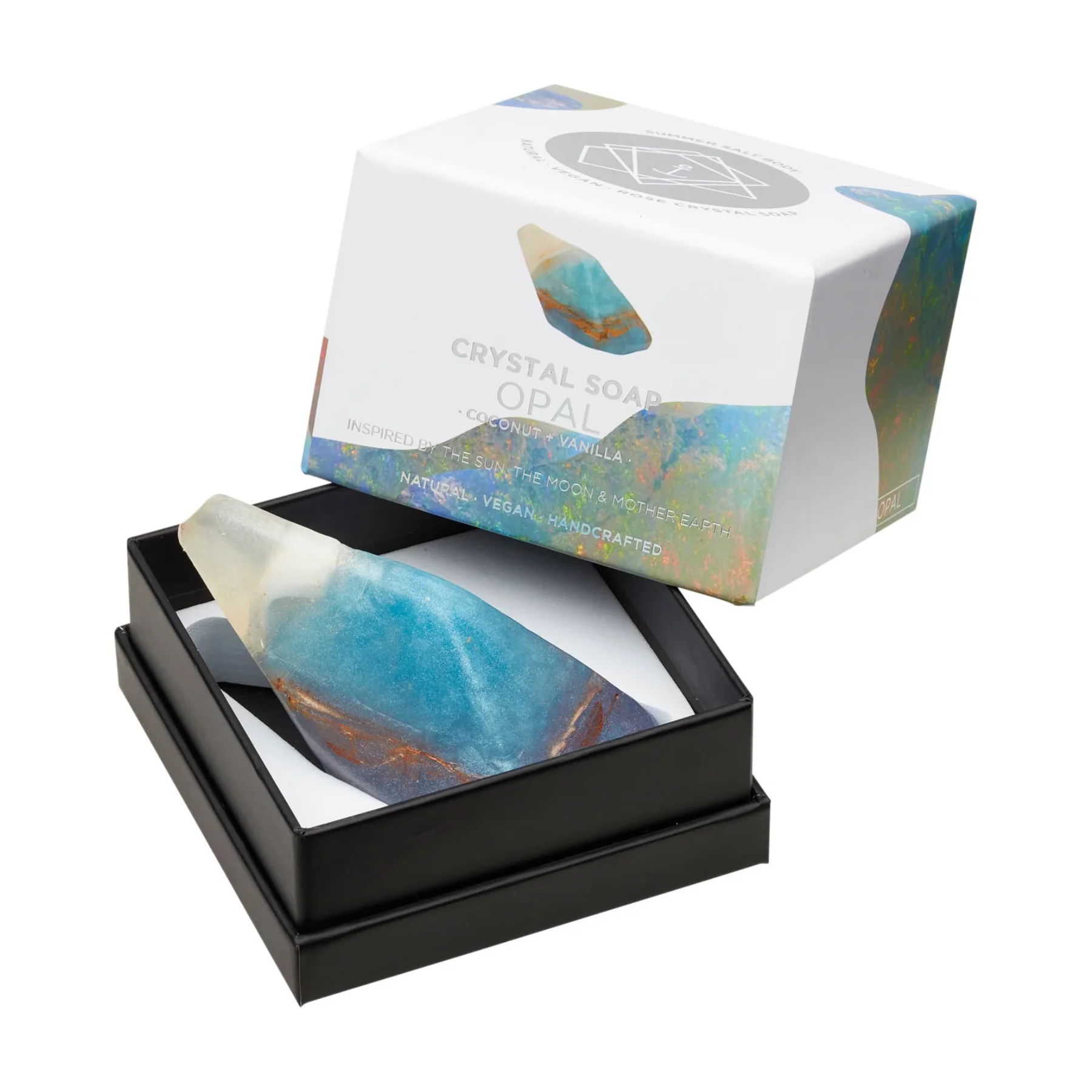 Summer Salt Body Crystal Soap 155g, Opal - Coconut & Vanilla Fragrance - Image 4
