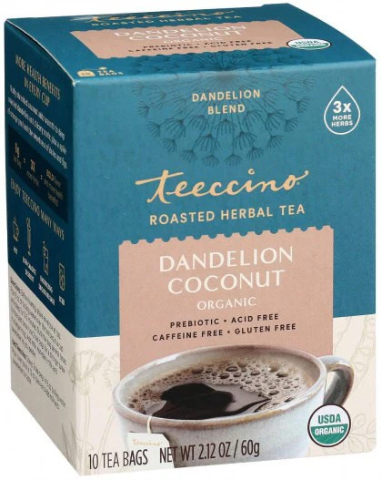 Teeccino Dandelion Herbal Tea 10 Tea Bags, Coconut Flavour Caffeine-Free - Image 2