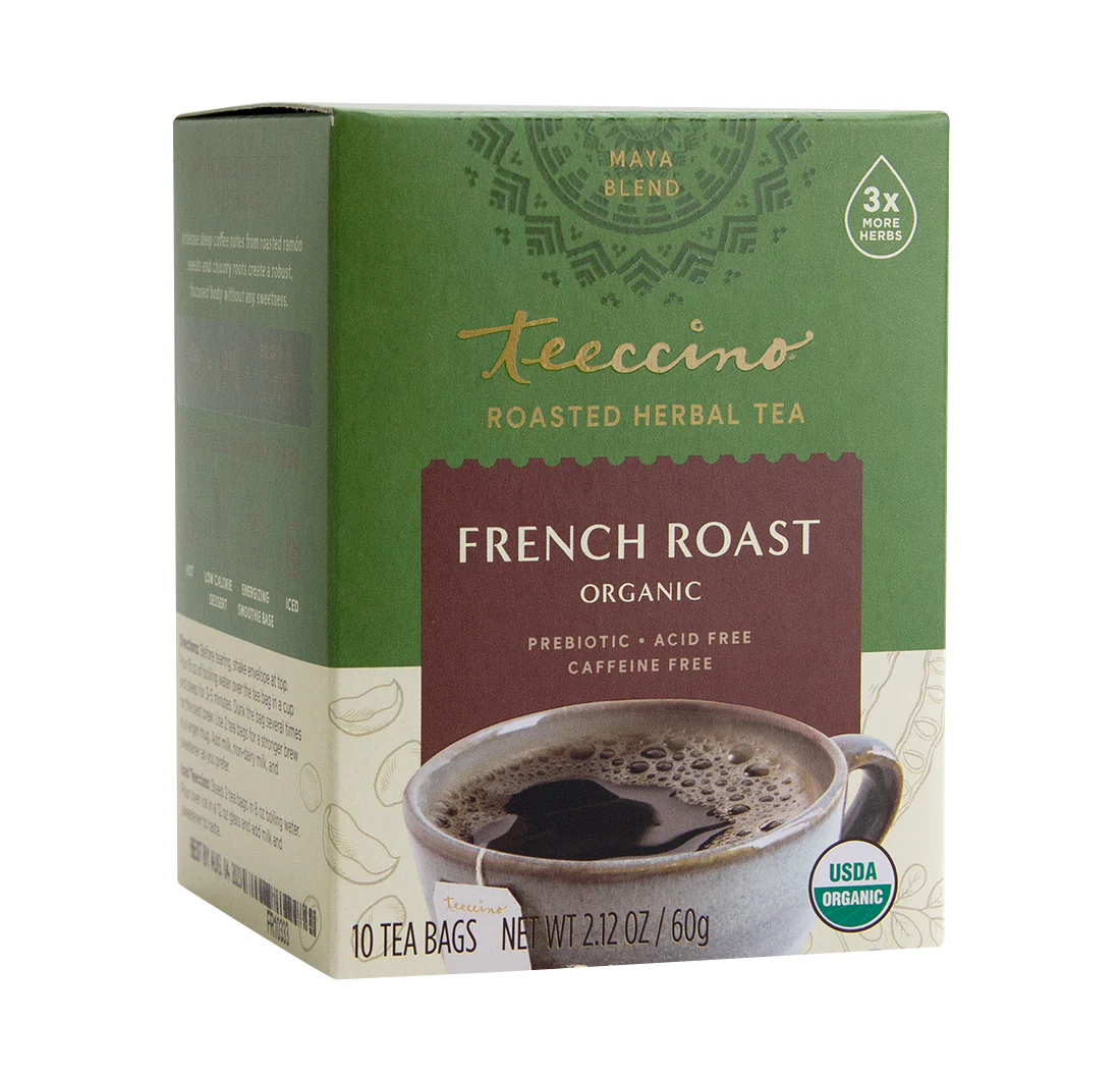 Teeccino Mayan Herbal Tea 10 Or 25 Tea Bags, French Roast Flavour Caffeine-Free