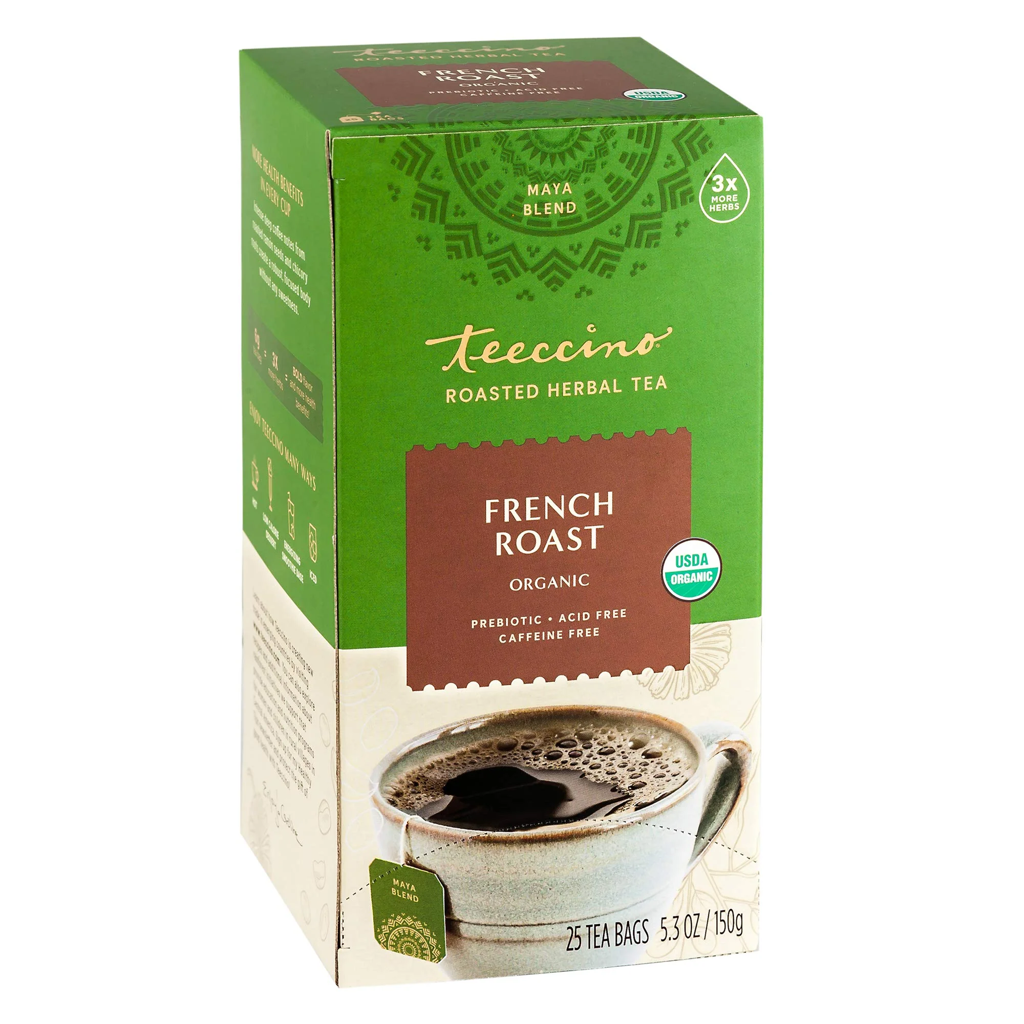Teeccino Mayan Herbal Tea 10 Or 25 Tea Bags, French Roast Flavour Caffeine-Free - Image 2