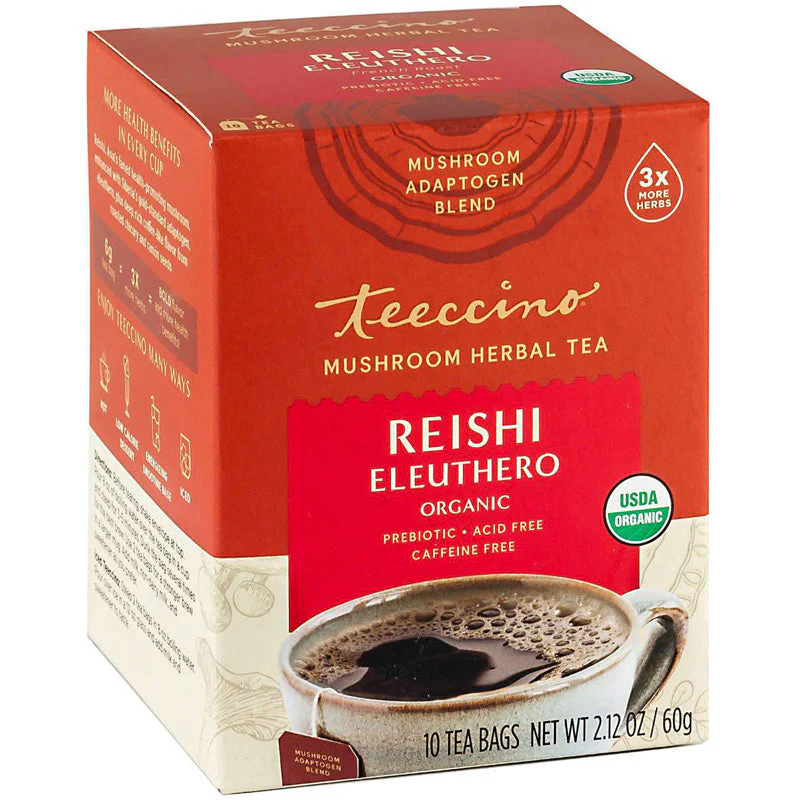 Teeccino Mushroom Herbal Tea 10 Tea Bags, Reishi Eleuthro Flavour Caffeine-Free - Image 2