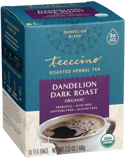 Teeccino Dandelion Herbal Tea 10 Or 25 Tea Bags, Dark Roast Flavour Caffeine-Free - Image 2