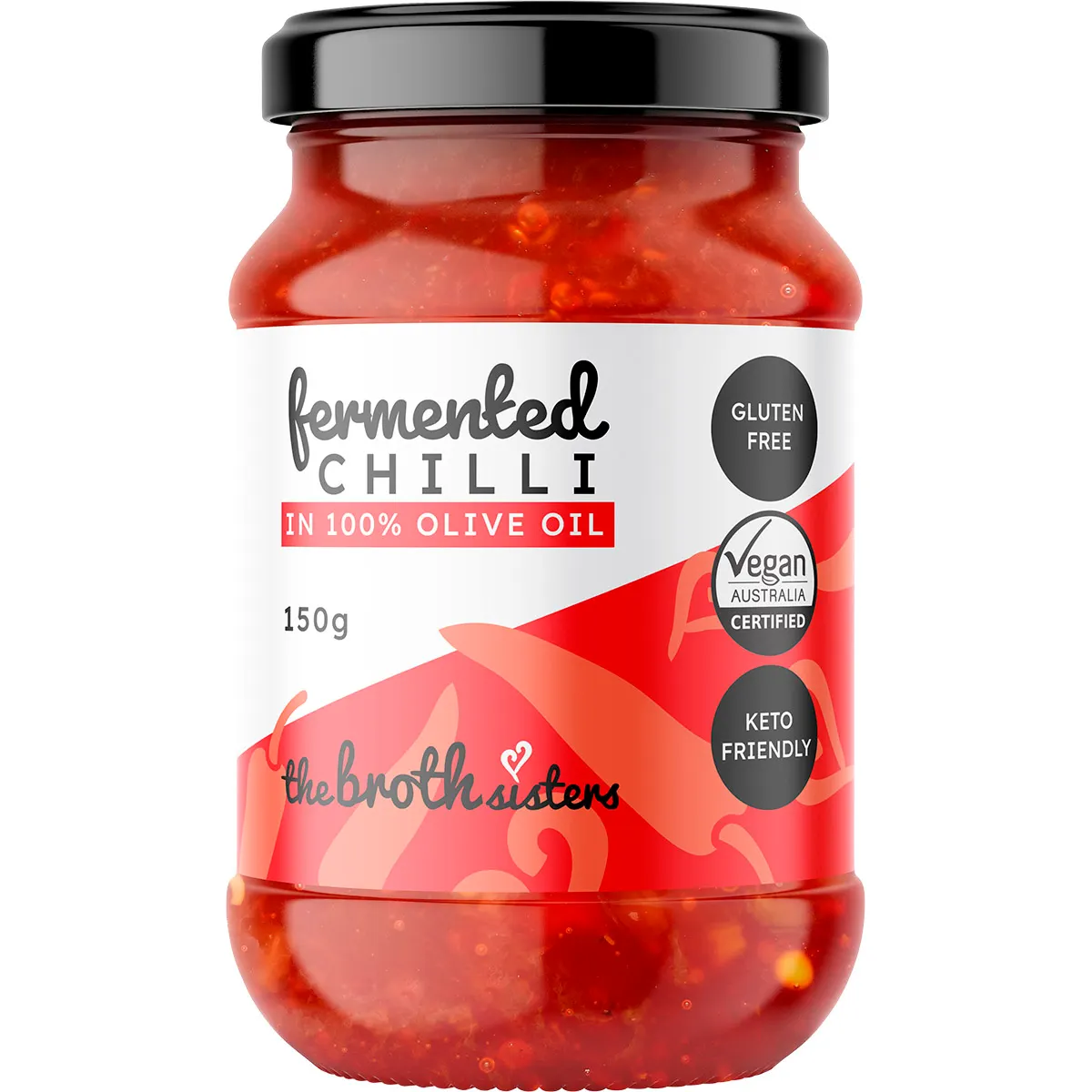 The Broth Sisters Fermented Chilli In Cold Pressed Olive Oil 150g, Keto With Natural Probiotics