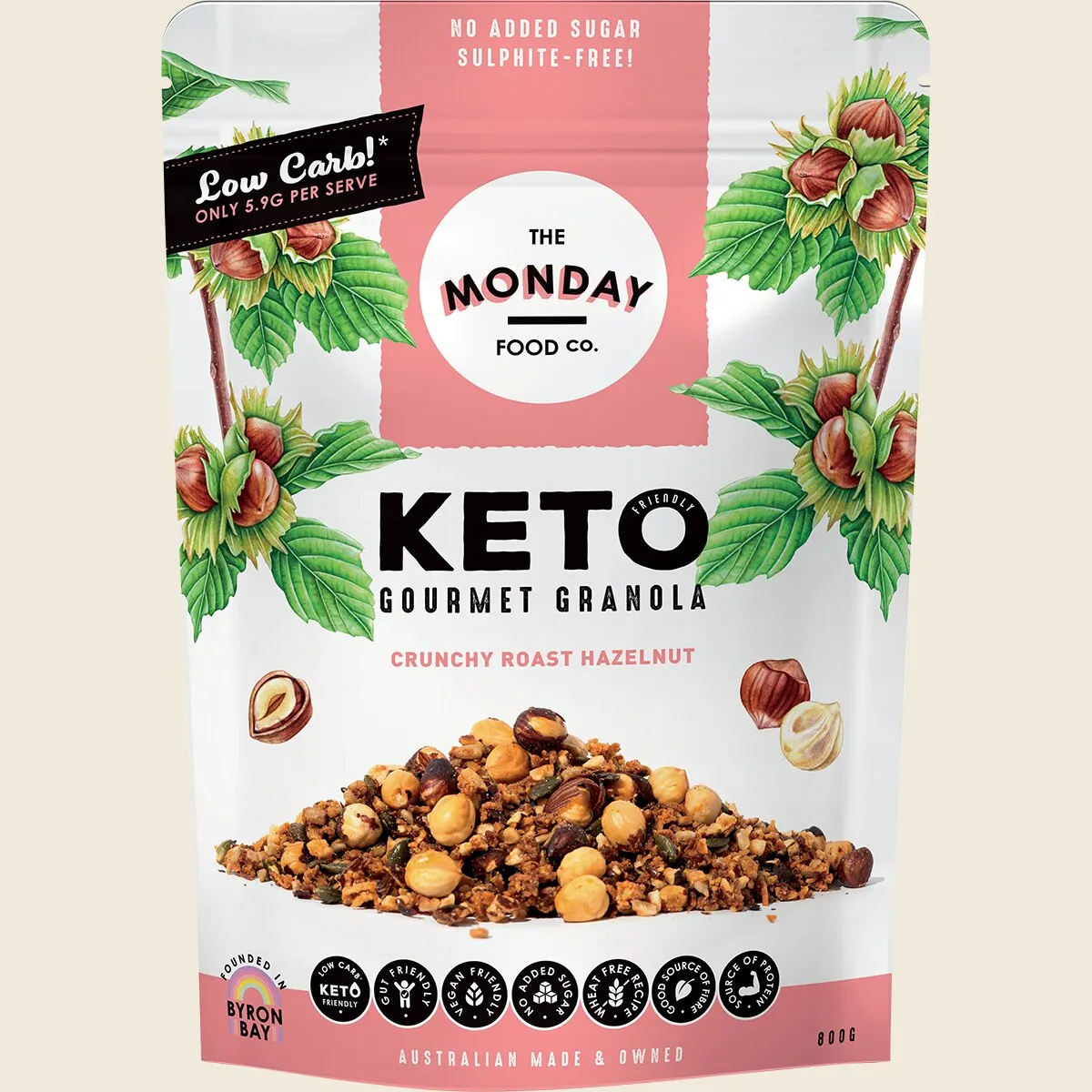 The Monday Food Co Keto Gourmet Granola 300g Or 800g, Crunchy Roast Hazelnut Flavour - Image 2