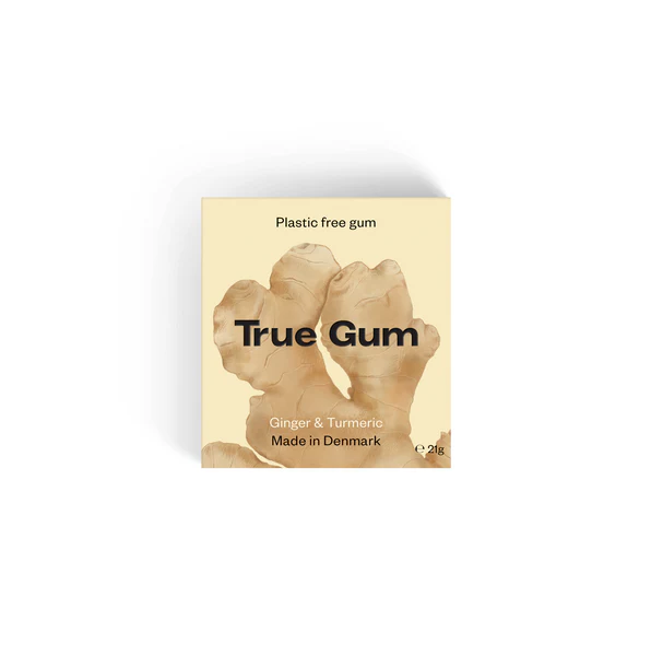 True Gum Sugar Free Gum, Single Pack (21g) Or A Box Of 24, Ginger & Turmeric Flavour Plastic Free Packaging - Image 2