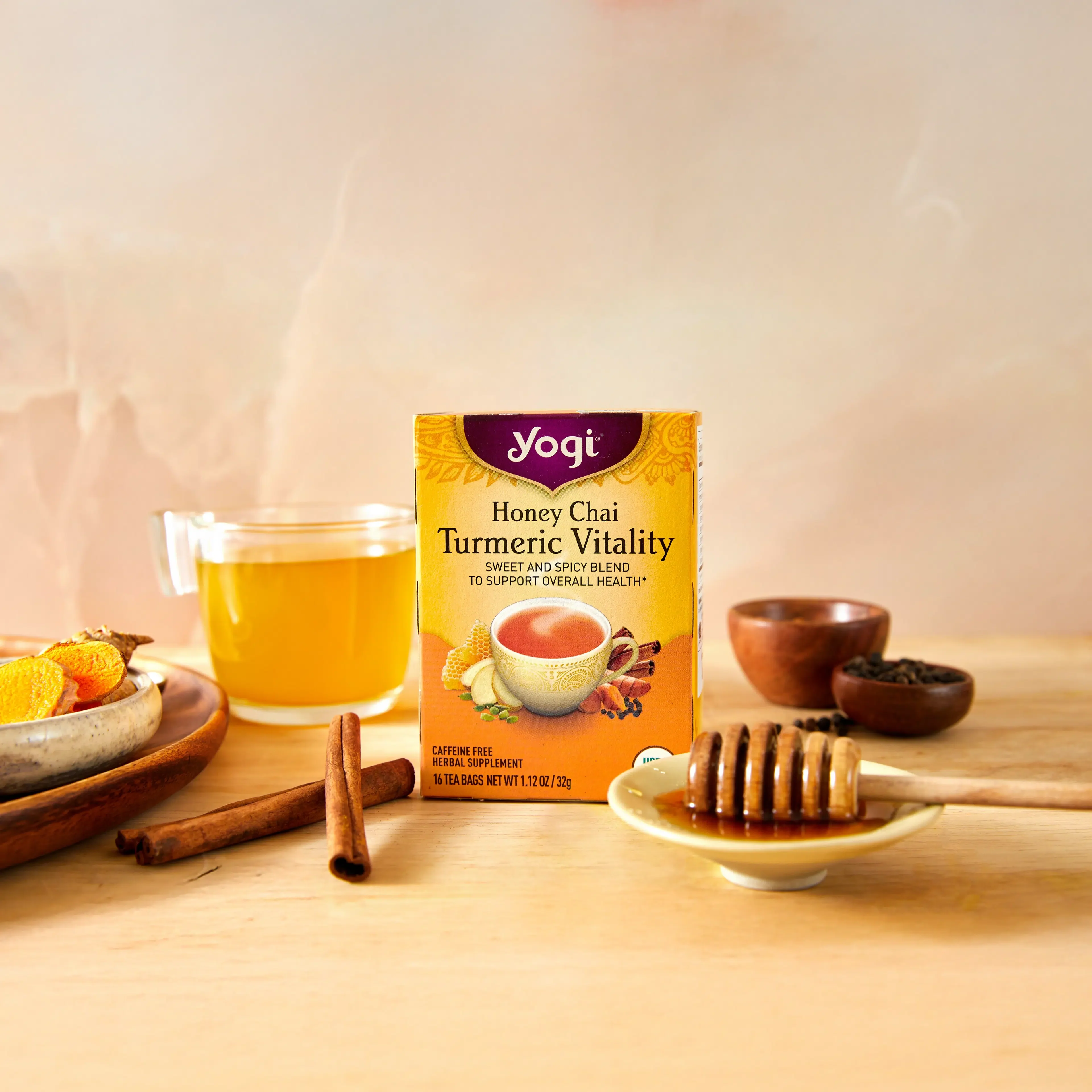 Yogi Herbal Tea Honey Chai Turmeric Vitality 16 Bags, Golden Vitality Ritual - Image 2