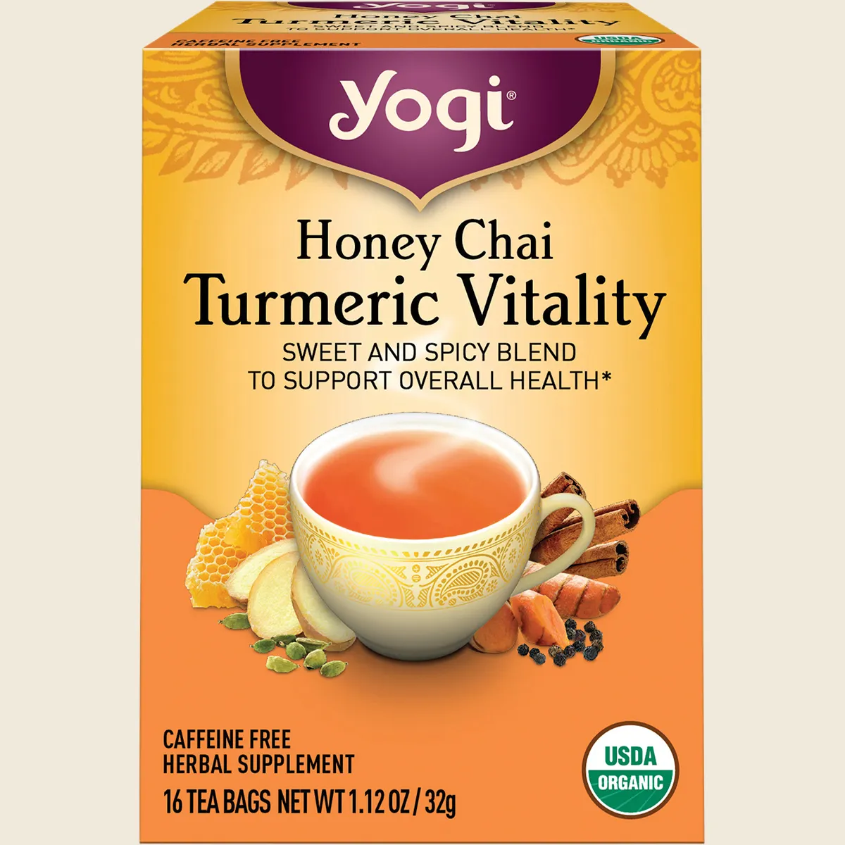 Yogi Herbal Tea Honey Chai Turmeric Vitality 16 Bags, Golden Vitality Ritual - Image 3