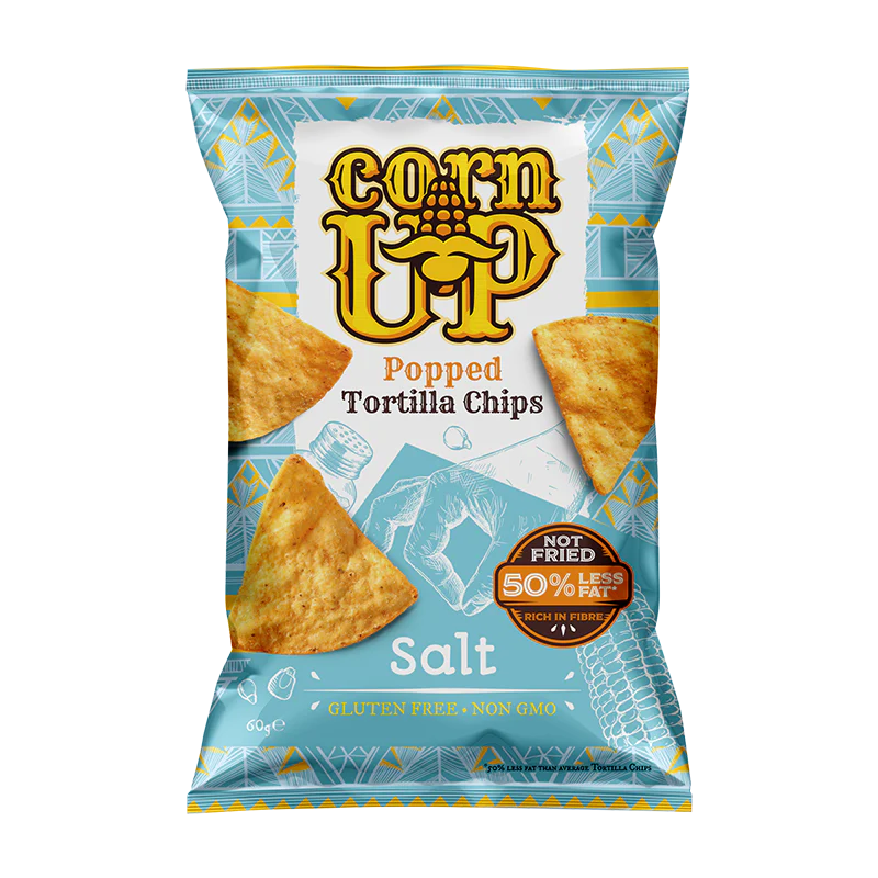 Corn Up Popped Tortilla Chips 60g, Salt Flavour With 50% Less Fat
