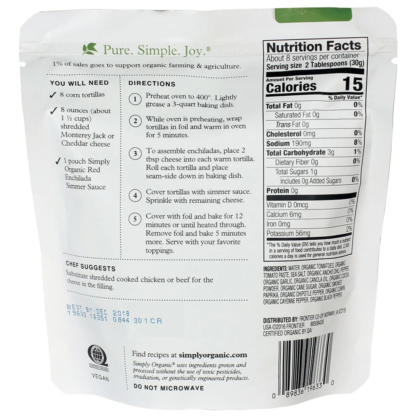 Simply Organic Red Enchilada Simmer Sauce 227g - Image 2