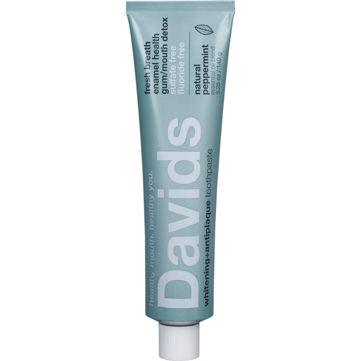 Davids Premium Whitening + Antiplaque Toothpaste 113g, Natural Peppermint Flavour