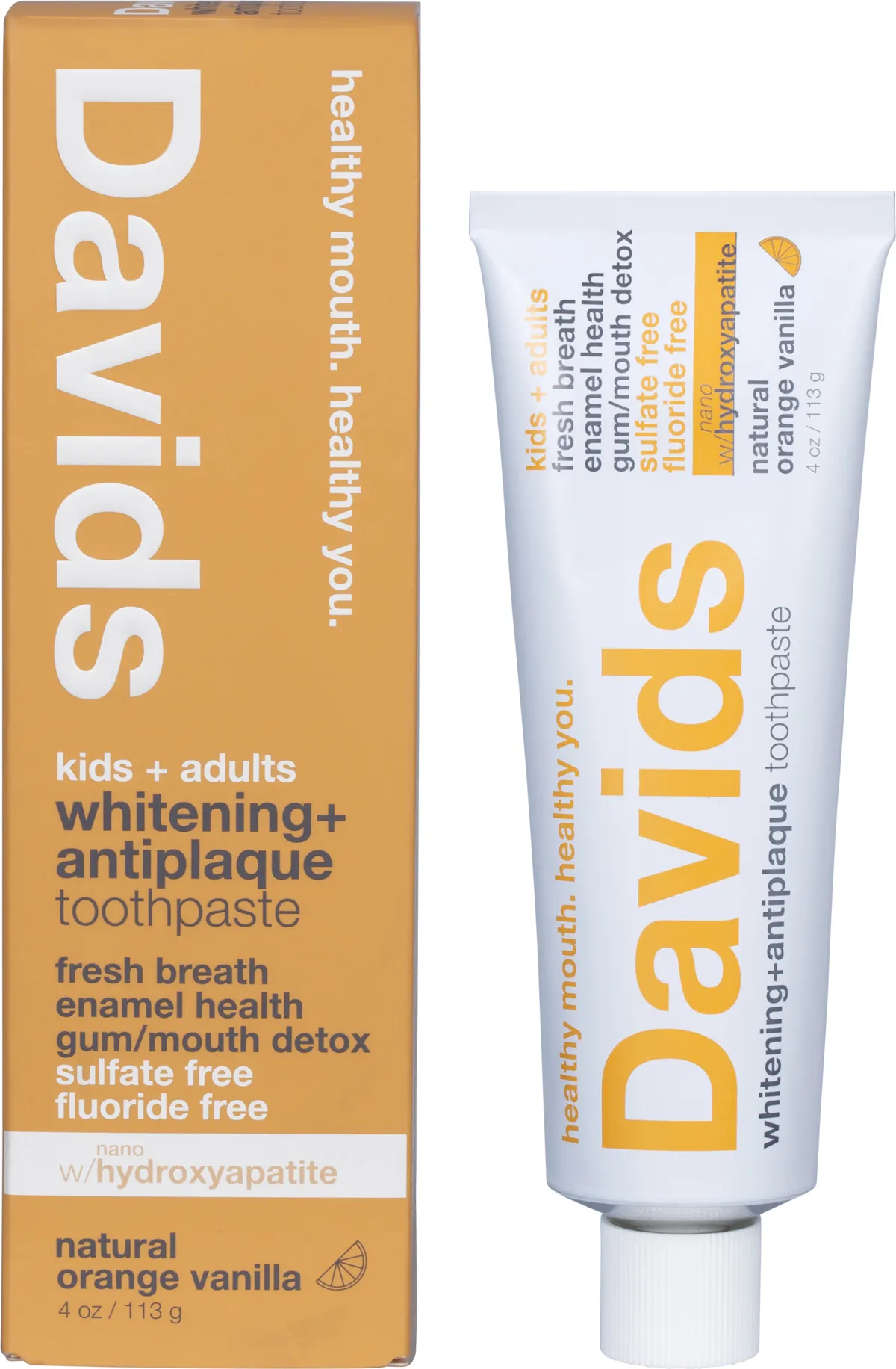 Davids Whitening + Antiplaque Toothpaste 113g, With Hydroxyapatite For Kids & Adults - Image 3