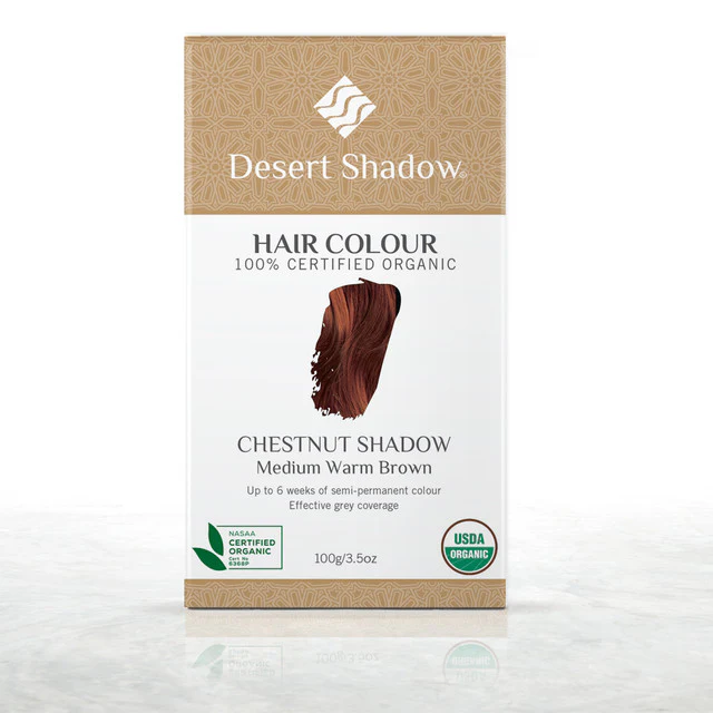 Desert Shadow Certified Organic Hair Colour 100g, Chestnut Shadow; Medium Warm Brown