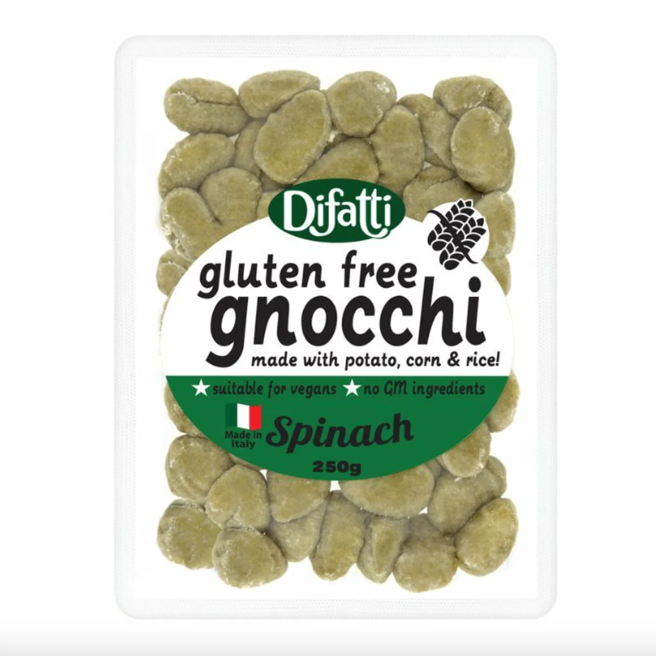 Diffati Gluten-Free Spinach Gnocchi 250g, Made With Potato, Corn & Rice