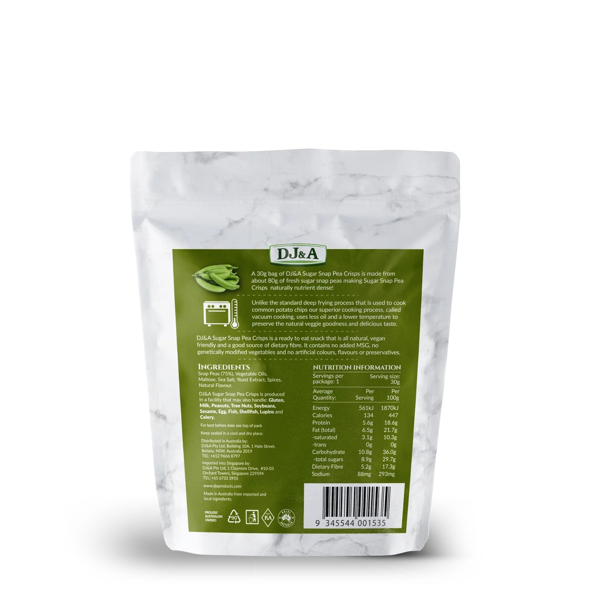 DJ&A Sugar Snap Pea Crisps 30g - Image 3