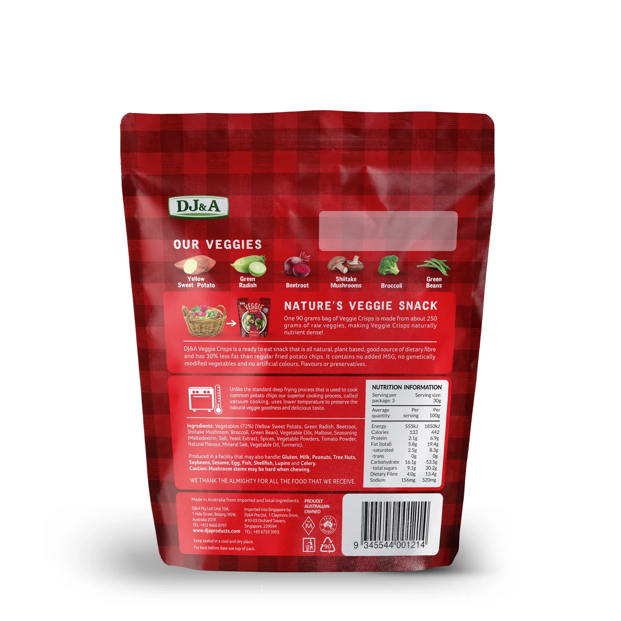 DJ&A Veggie Crisps 90g, Hot & Spicy - Image 3
