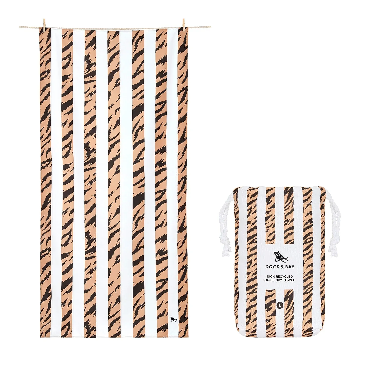Dock & Bay Quick Dry Beach Towel Animal Kingdom Collection Size Large, Fierce Tiger Pattern - Image 2