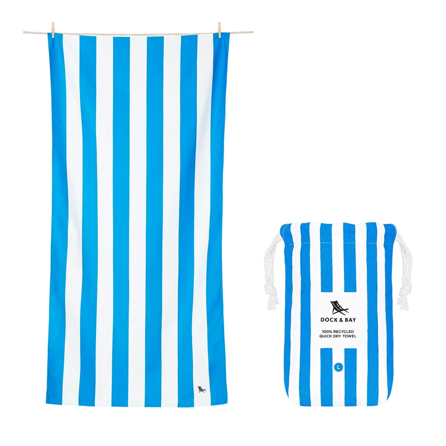 Dock & Bay Quick Dry Beach Towel Cabana Collection Size Large, Bondi Blue Pattern - Image 2