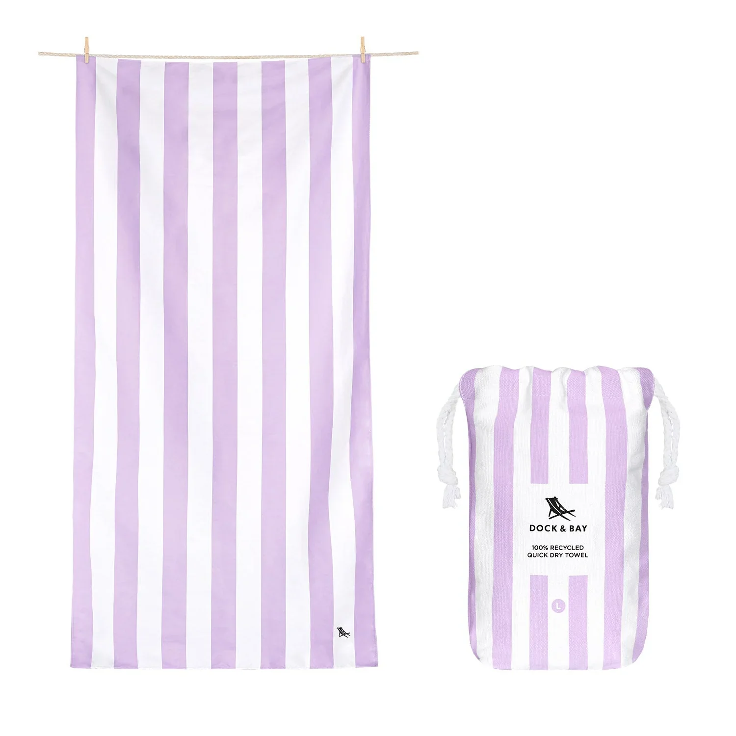 Dock & Bay Quick Dry Beach Towel Cabana Collection Size Large, Lombok Lilac Pattern - Image 2