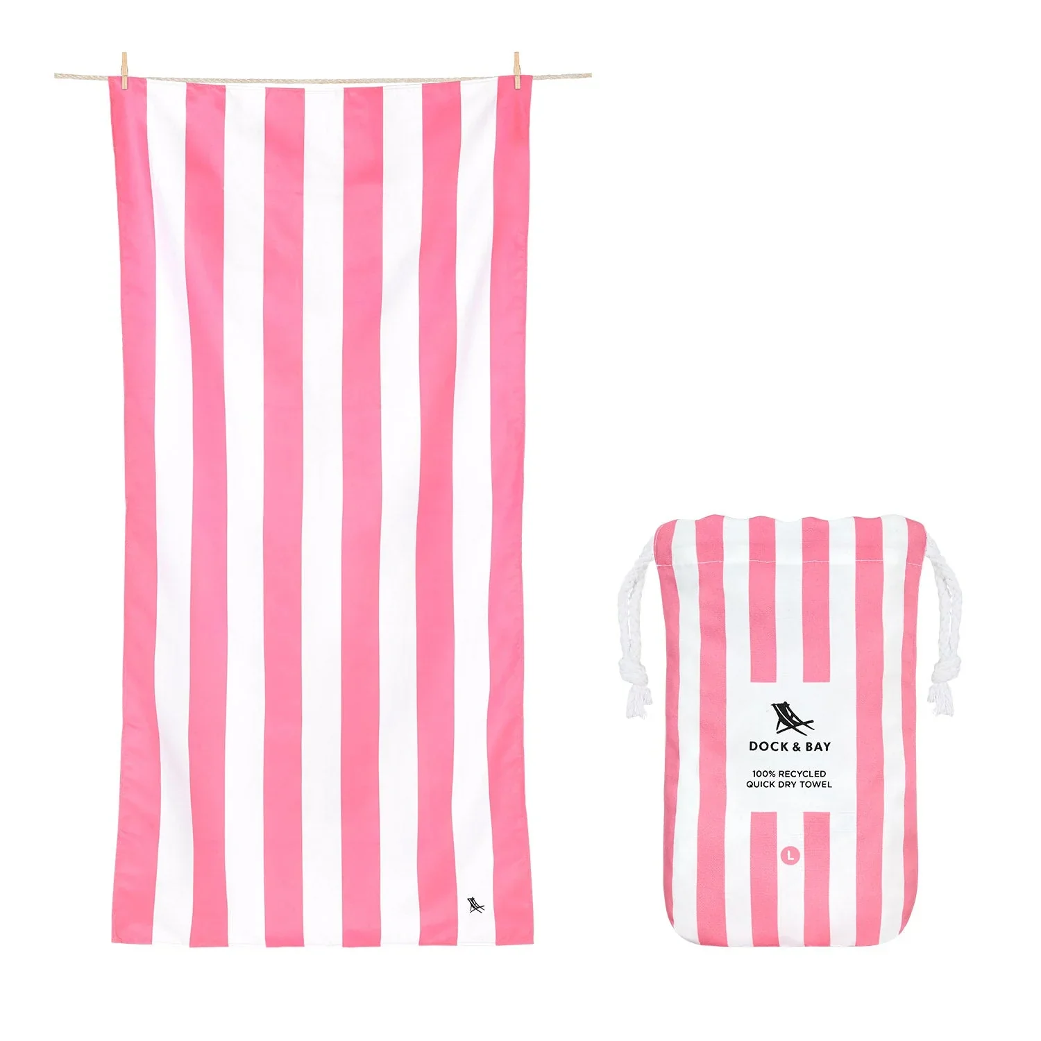 Dock & Bay Quick Dry Beach Towel Cabana Collection Size Large Or XLarge, Phi Phi Pink Pattern - Image 2