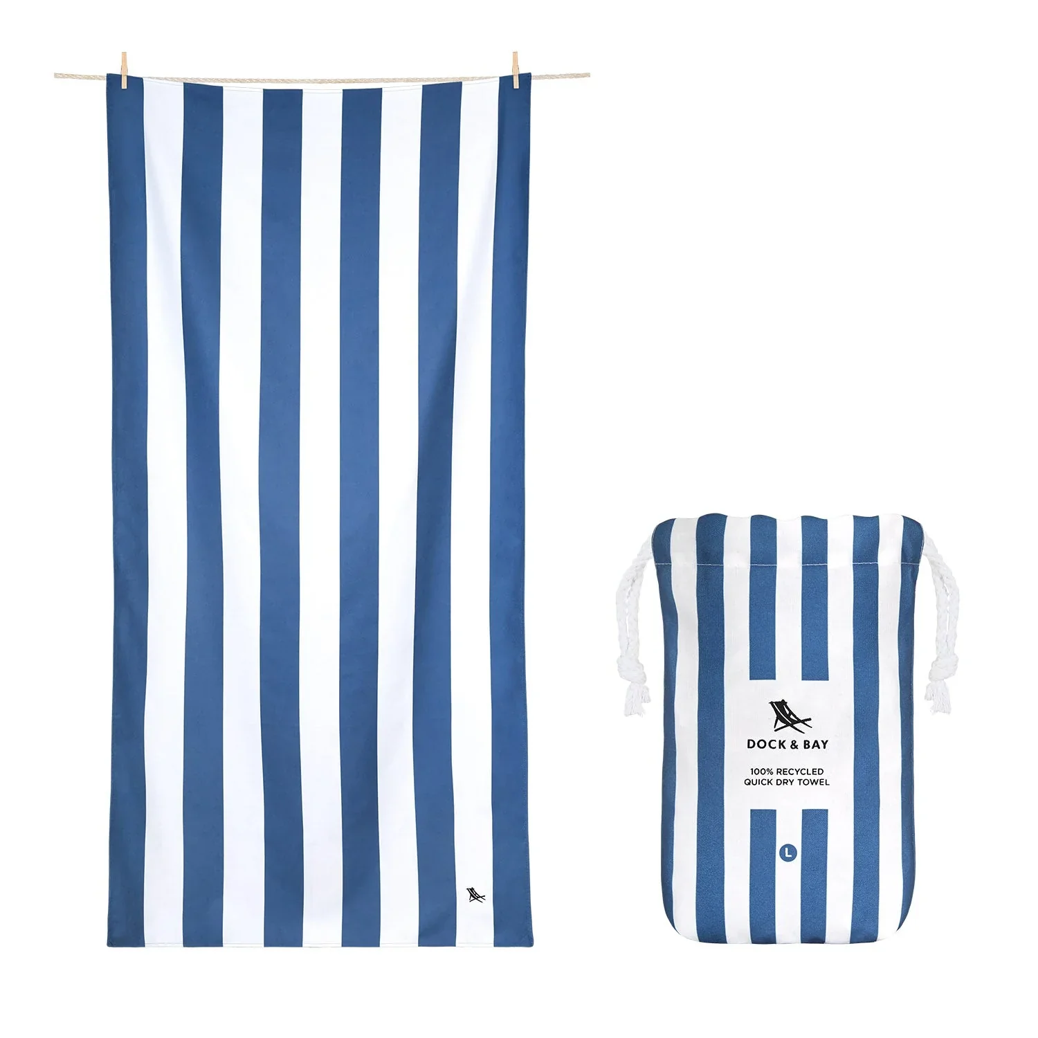 Dock & Bay Quick Dry Beach Towel Cabana Collection Size Large Or XLarge, Whitsunday Blue Pattern - Image 2