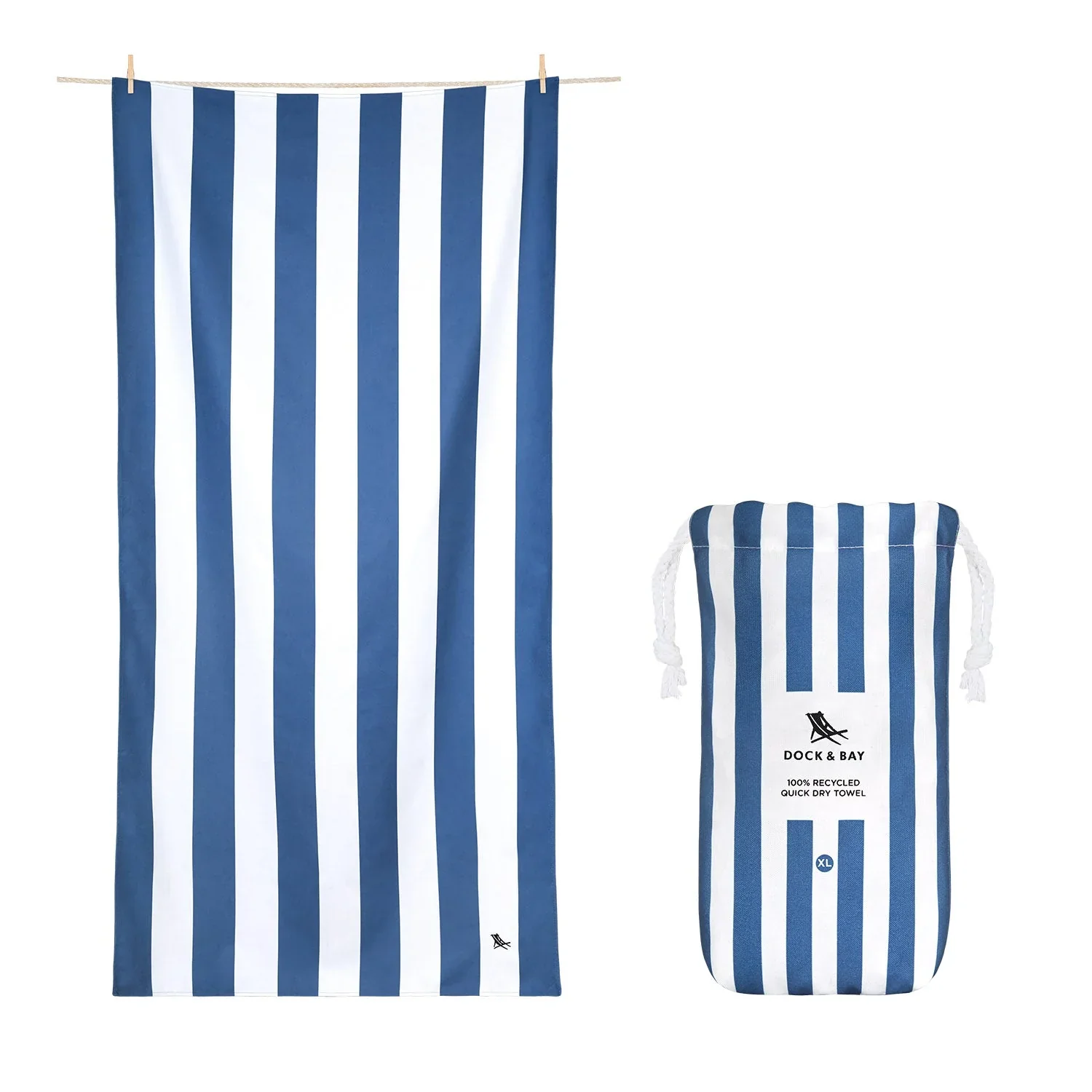 Dock & Bay Quick Dry Beach Towel Cabana Collection Size Large Or XLarge, Whitsunday Blue Pattern - Image 3