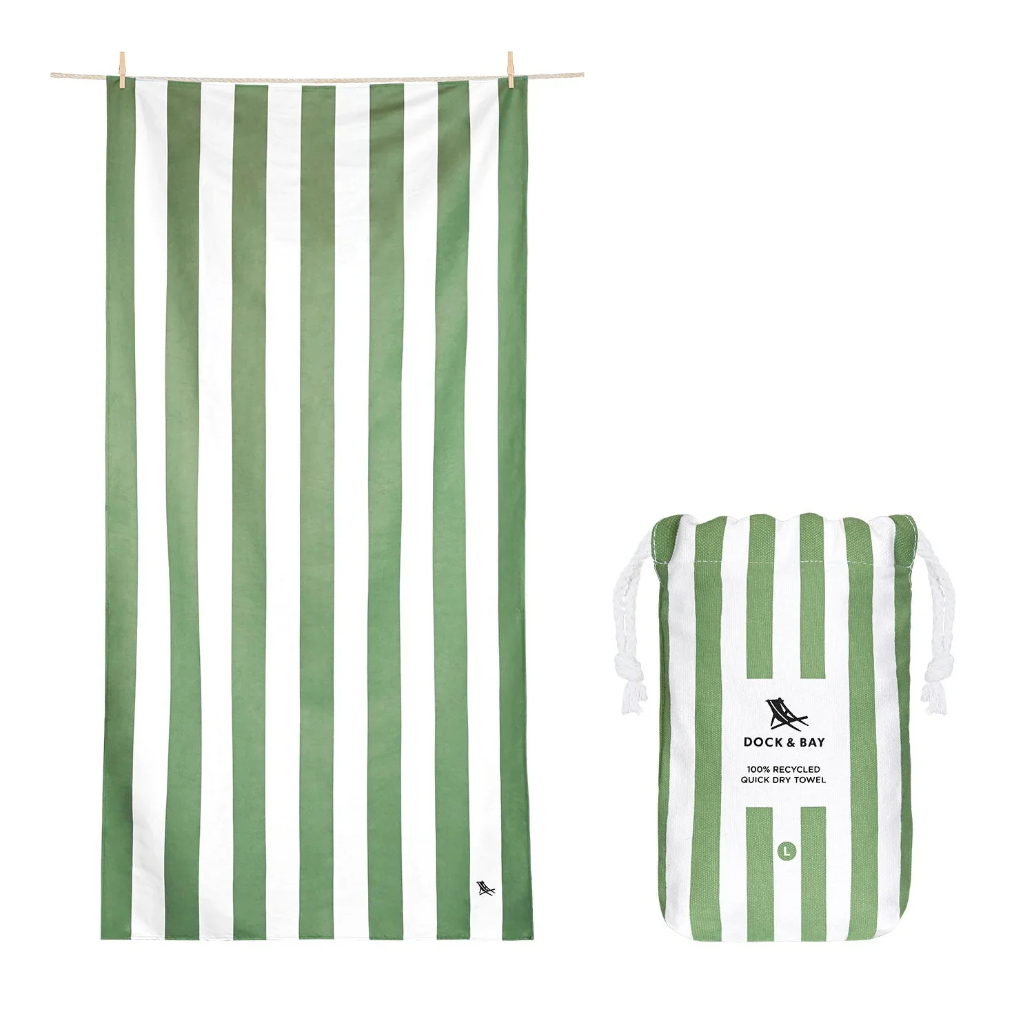 Dock & Bay Quick Dry Beach Towel Cabana Collection Size XLarge, Cayman Olive Pattern - Image 2